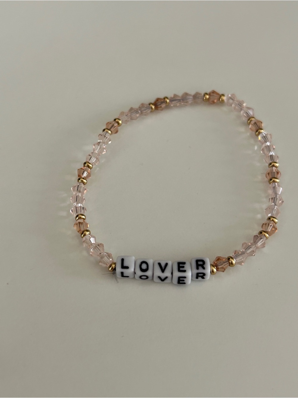 LOVER Pink Beaded Stretch Bracelet - Women Jewelry